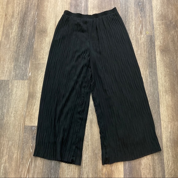 AnaCapri Wide Leg Pleated Georgette Full Length Palazzo Pants, Black, Sz… - Picture 6 of 6